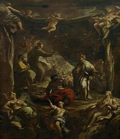 Saint Antoine de Padoue irettesætter tyrannen Ezzelino - Luca Giordano