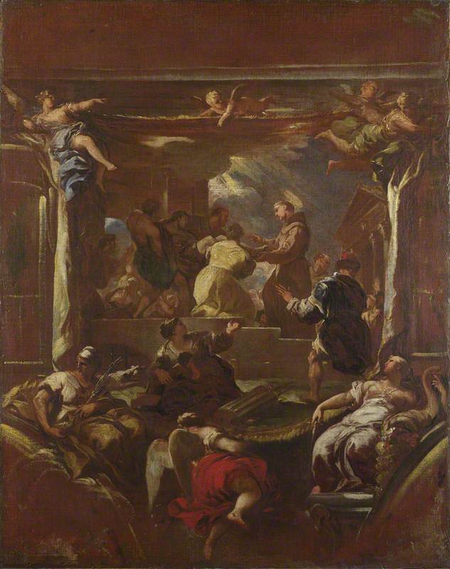 Saint Antoine de Padoue restaurerer en mands fod - Luca Giordano
