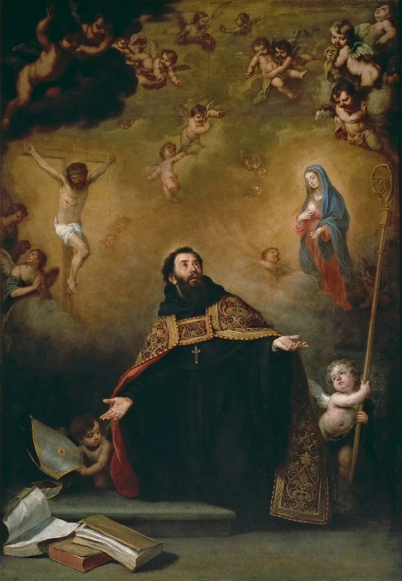Saint Augustin mellem Kristus og Jomfruen - Bartolomé Esteban Murillo