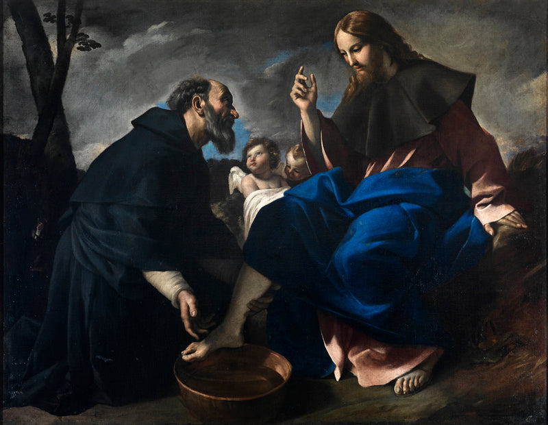 Saint Augustin vasker Jesu Kristi fødder - Giovanni Lanfranco