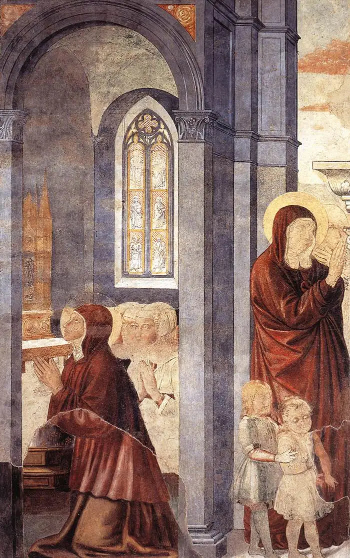 Saint Augustin forladt sin mor (scene 3, østvæggen) - Benozzo Gozzoli