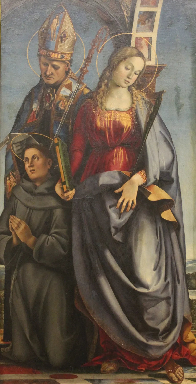 Saint Augustin, hellige Katarina af Alexandria og hellige Antonius af Padua - Luca Signorelli