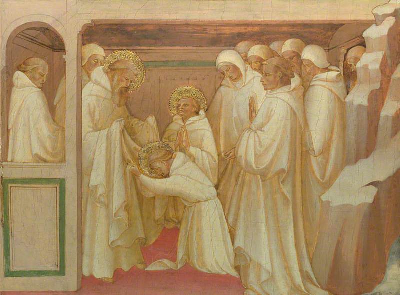Saint Benoît, der accepterer helgener i Ordenen - Lorenzo Monaco