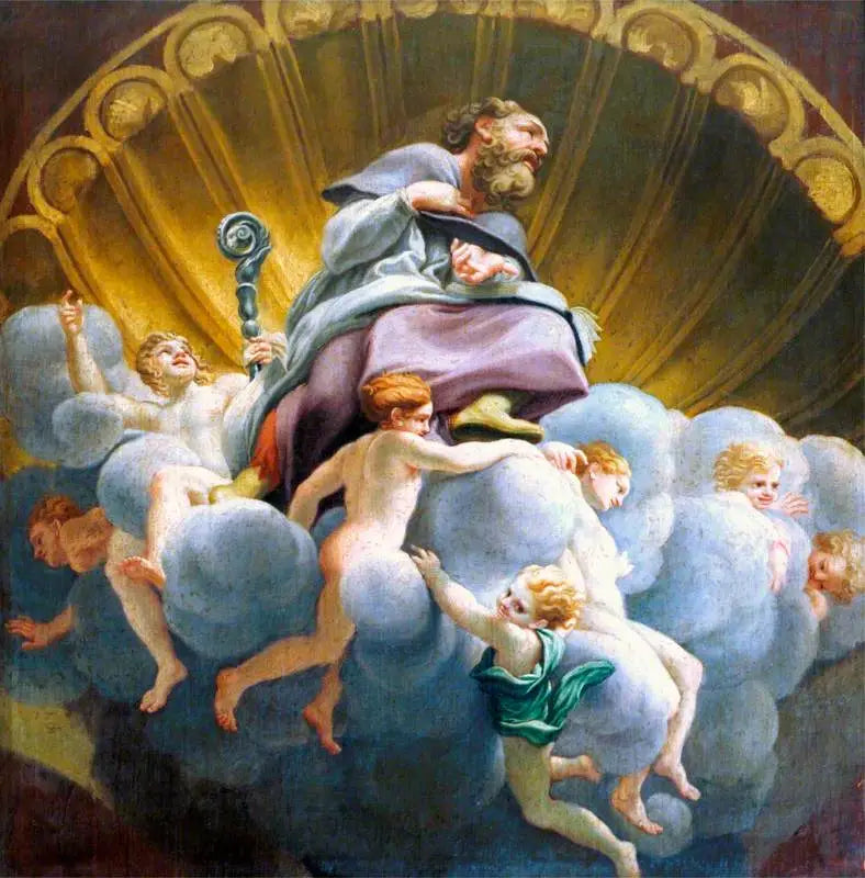 Saint Bernard omgivet af engle (kopi af freskoen på kuplen i Parme-katedralen) - Antonio da Correggio