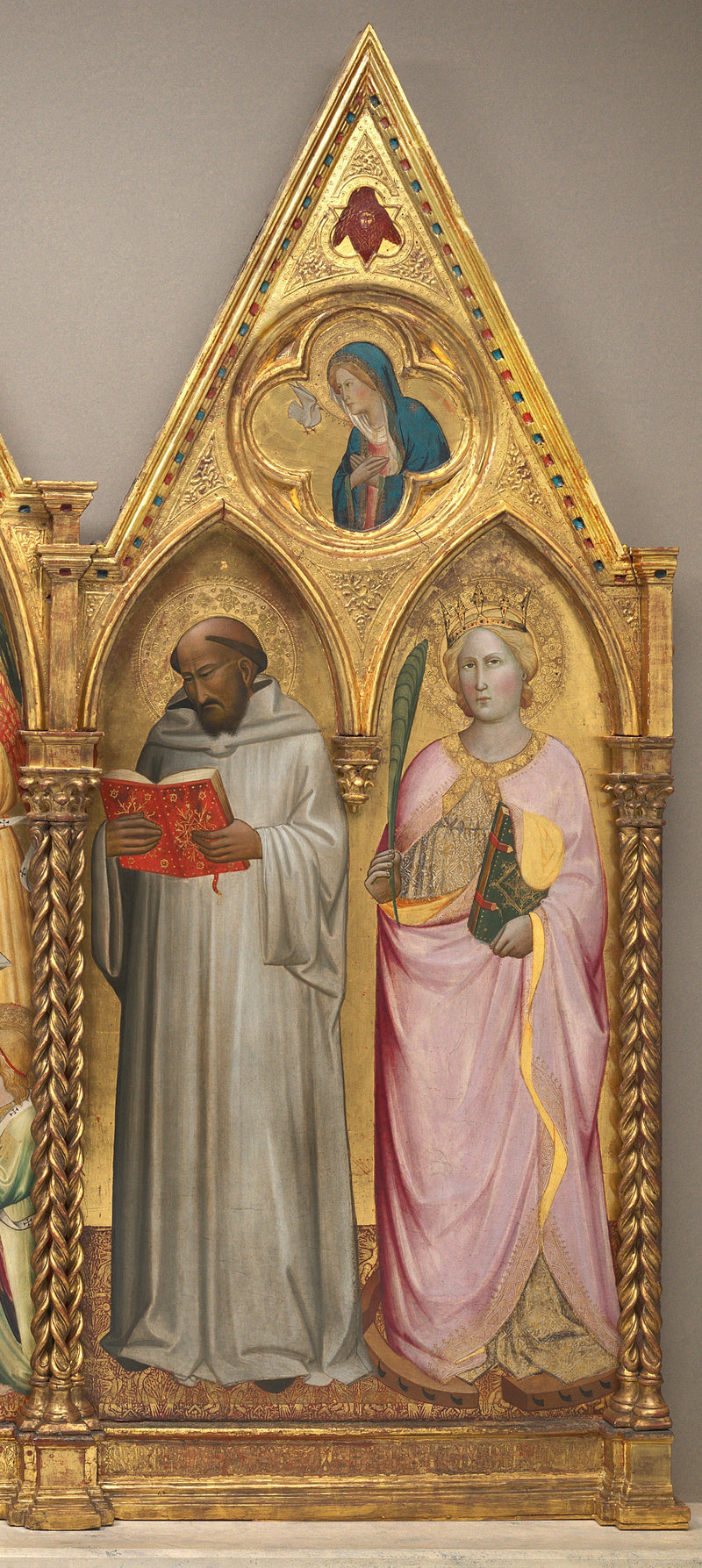 Saint Bernhard og Sankt Katharina af Alexandria med Jomfruens Annunciation [højre panel] - Agnolo Gaddi