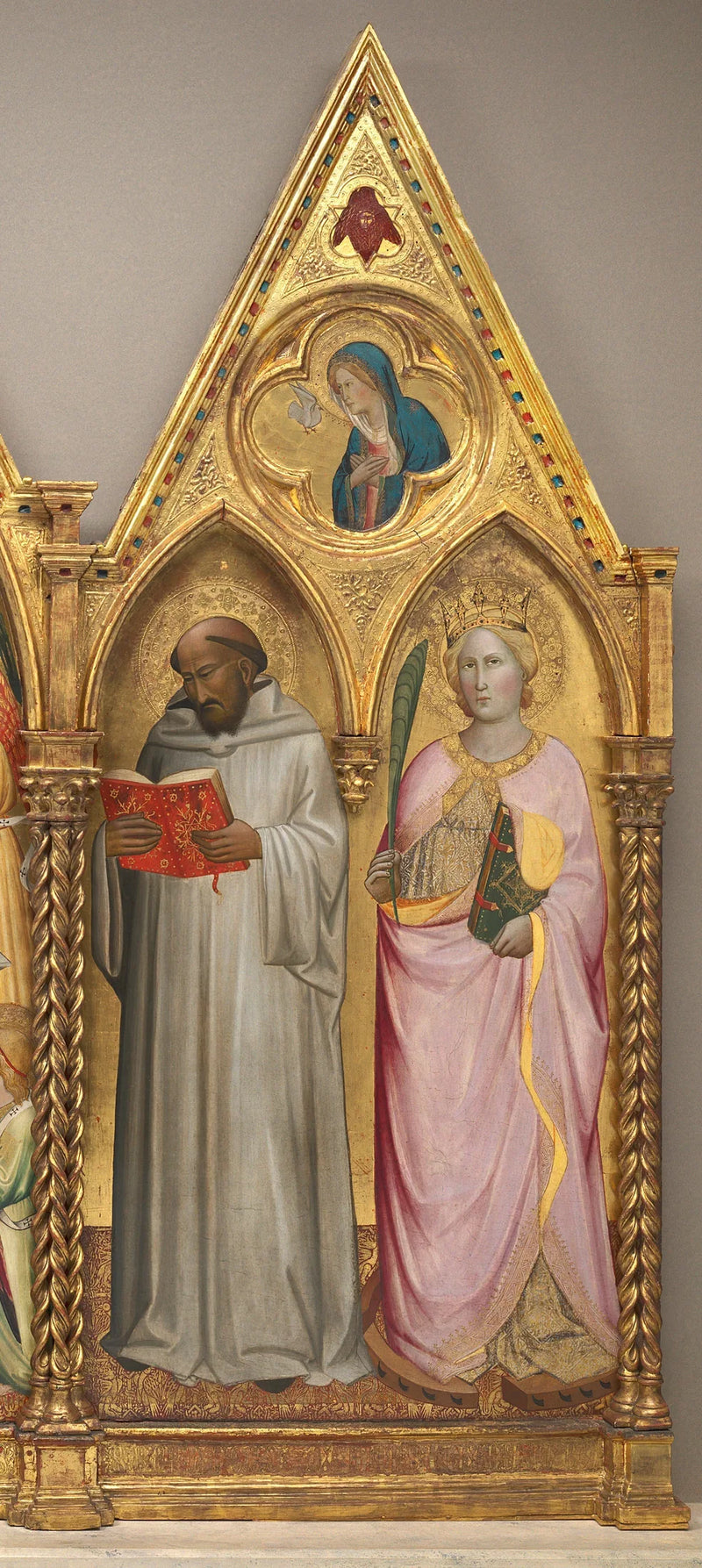 Saint Bernhard og Sankt Katharina af Alexandria med Jomfruens Annunciation [højre panel] - Agnolo Gaddi