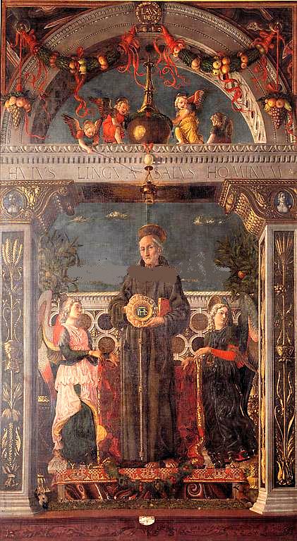 Saint Bernhardin af Siena og to engle (Mantegna) - Andrea Mantegna