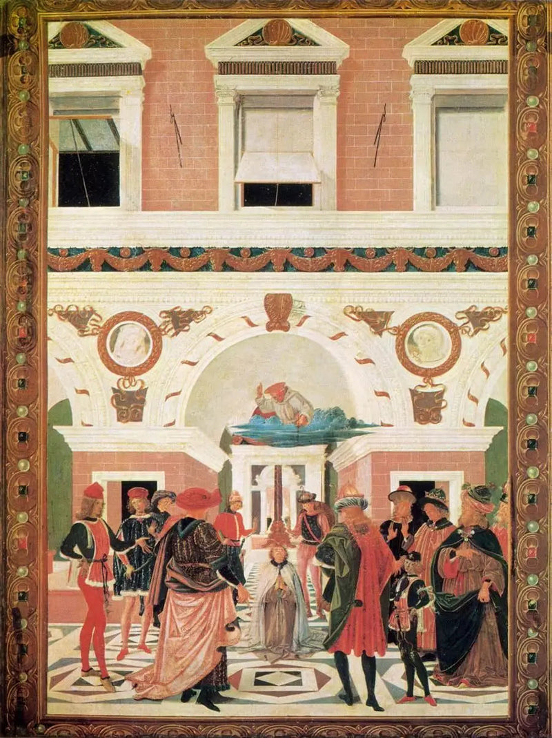 Saint Bernardin genopretter synet post mortem for en blind - Pietro Perugino