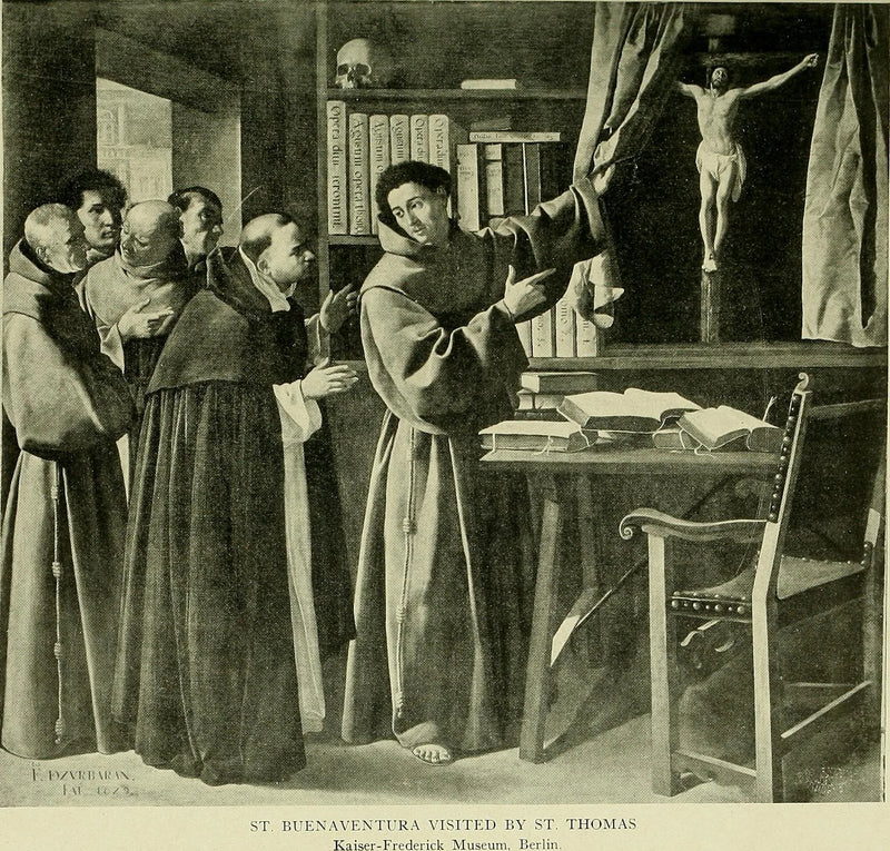 Saint Bonaventure og Saint Thomas Aquinas foran korset - Francisco de Zurbarán