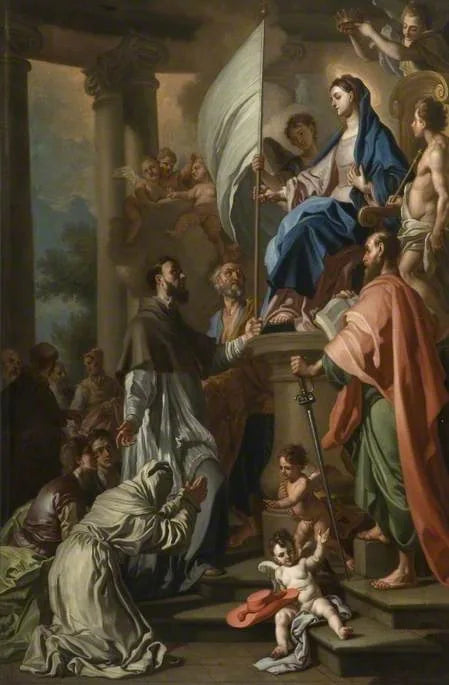 Saint Bonaventura modtager fra Jomfruen banneret fra San Sepolcro - Francesco Solimena