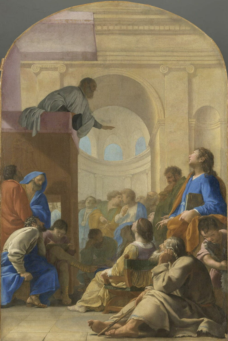 Saint Bruno deltager i Raymond Diocres' prædiken - Eustache Le Sueur