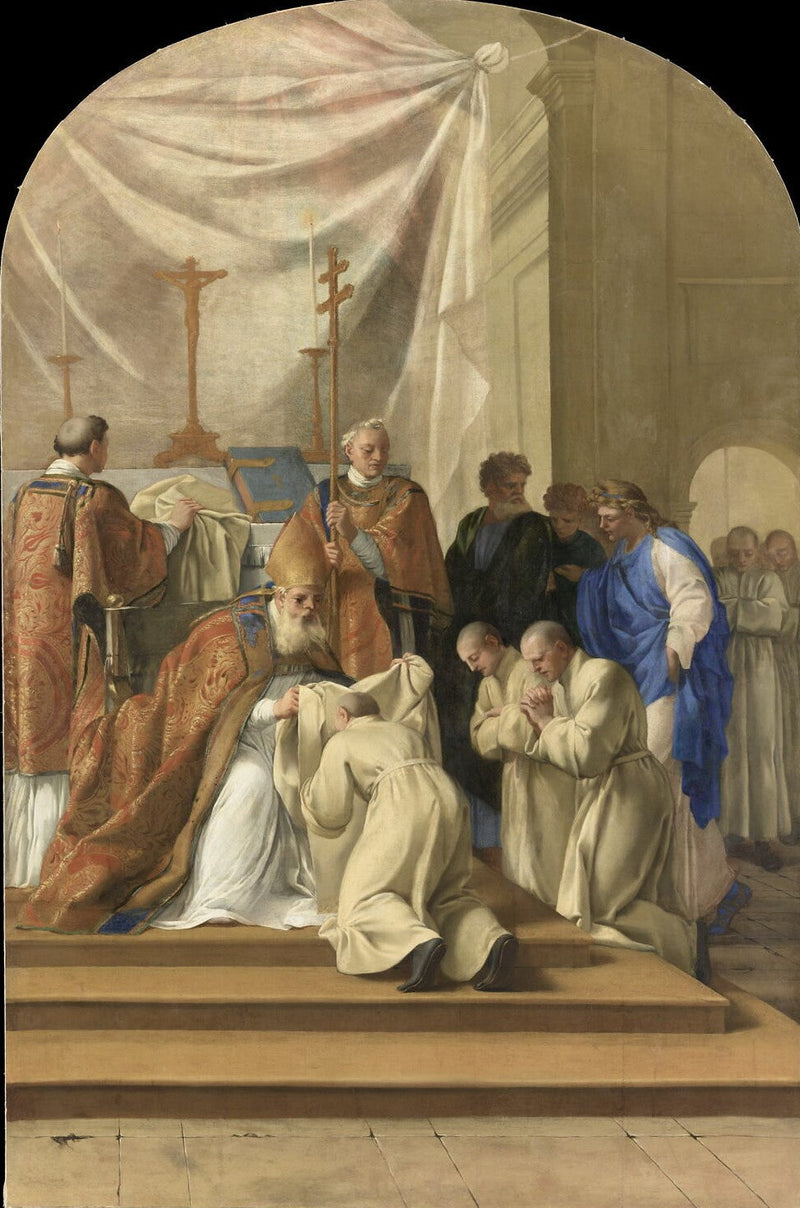 Saint Bruno tager det monastiske klæde - Eustache Le Sueur