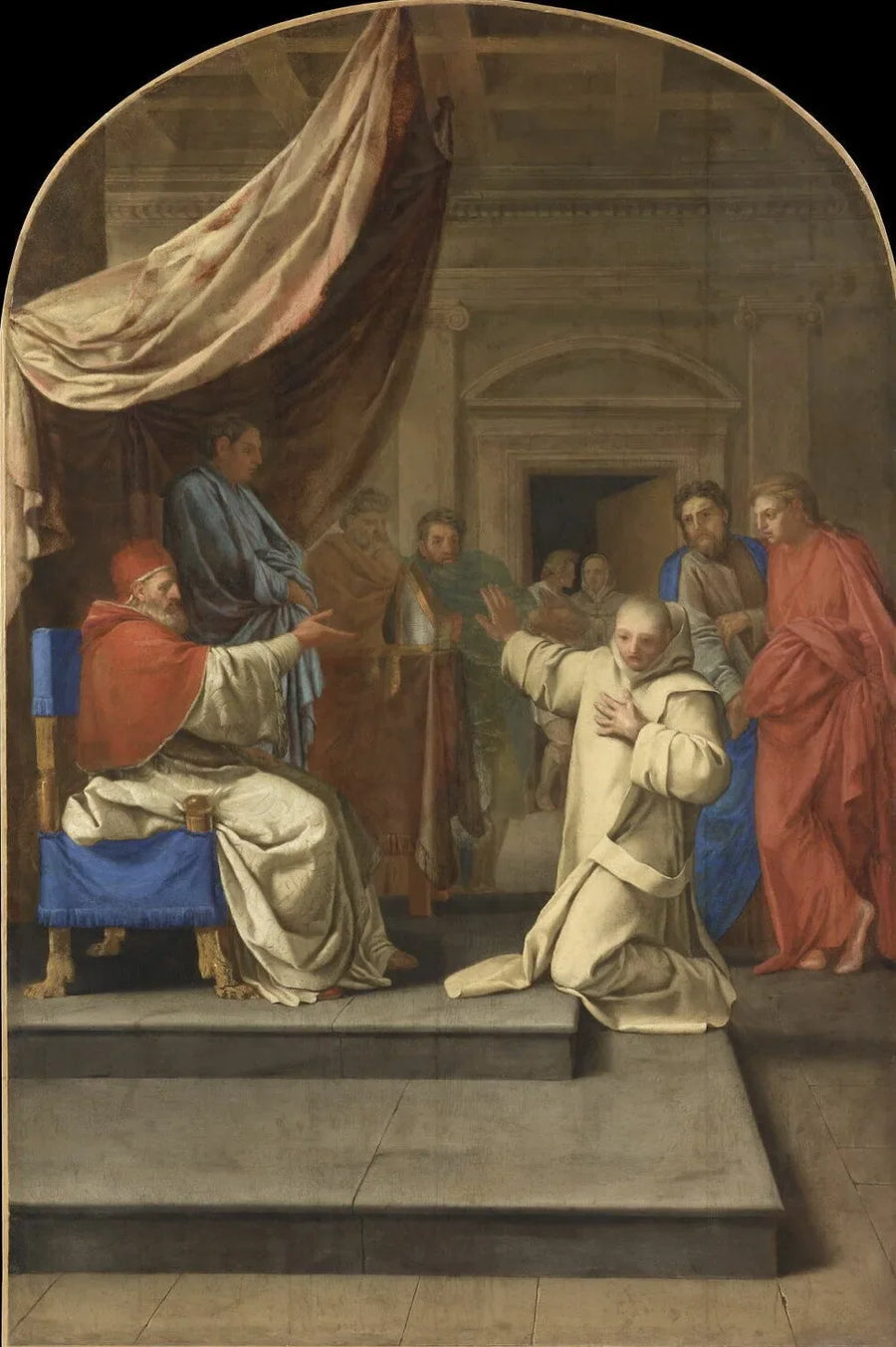 Saint Bruno afviser ærkebispedømmet Reggio, som Urbain II tilbyder ham - Eustache Le Sueur