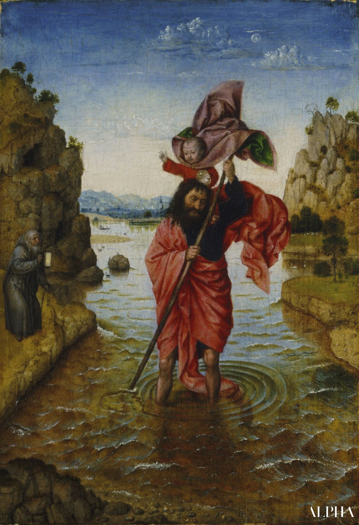 Saint Christophe - Jan Van Eyck - Reproduktioner af malerier og højkvalitets malerier