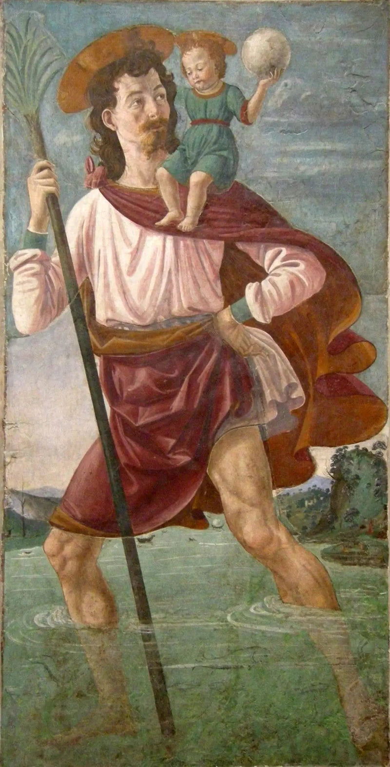 Saint Christophe bærer Jesusbarnet - Domenico Ghirlandaio