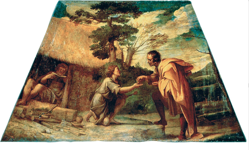 Saint Didaque d'Alcalá modtager almisse - Annibale Carracci