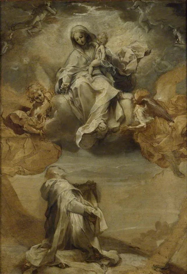 Saint Dominique de Guzmán modtager rosenkransen - Federico Barroci