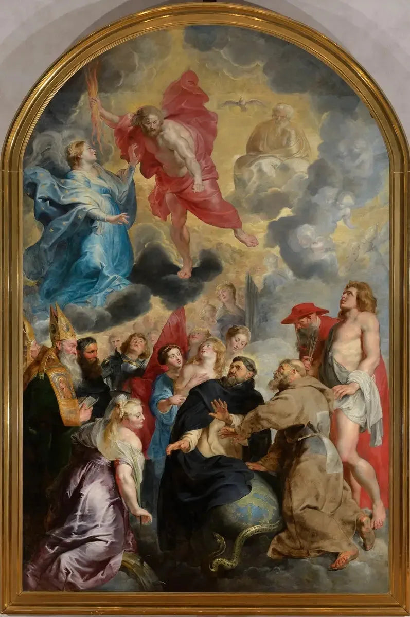 Saint Dominique og Saint François, der beskytter verden mod Kristi vrede - Peter Paul Rubens