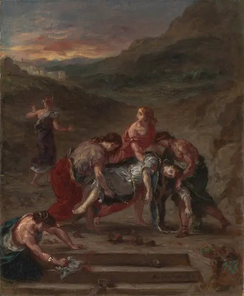 Saint Etienne bortført af sine disciple - Eugène Delacroix