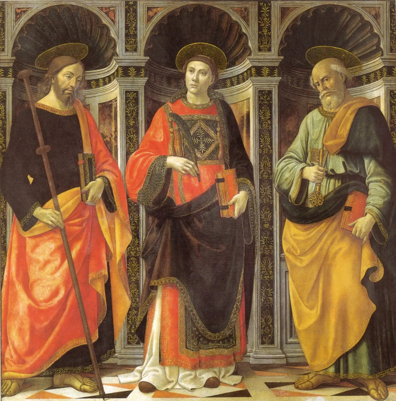 Saint Étienne mellem de hellige Jakob og Peter - Domenico Ghirlandaio