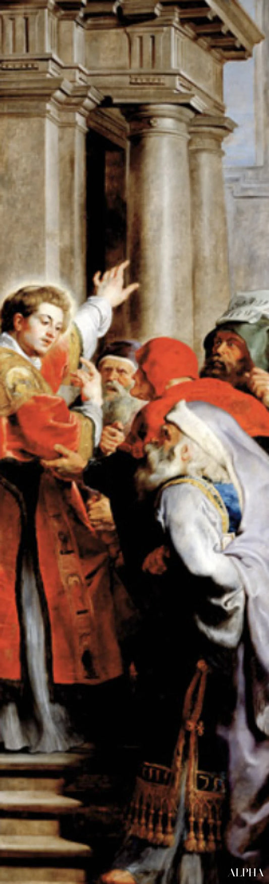 Sankt Stefan prædiker, ifølge Triptyk af Sankt Stefan - Peter Paul Rubens - Reproduktioner af malerier og højkvalitets malerier