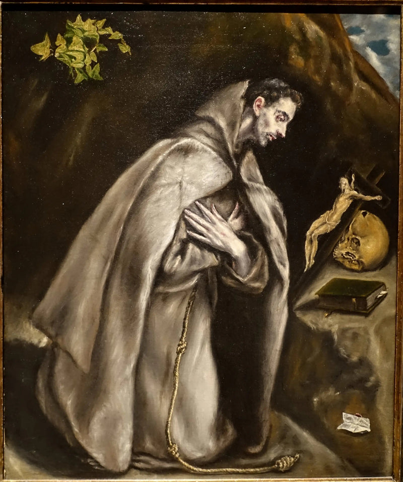 Saint François knælende i meditation - El Greco