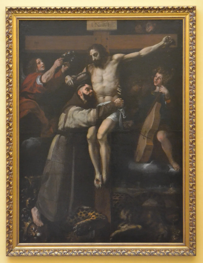 Saint François d'Assise kysser Kristus på korset - Francisco Ribalta