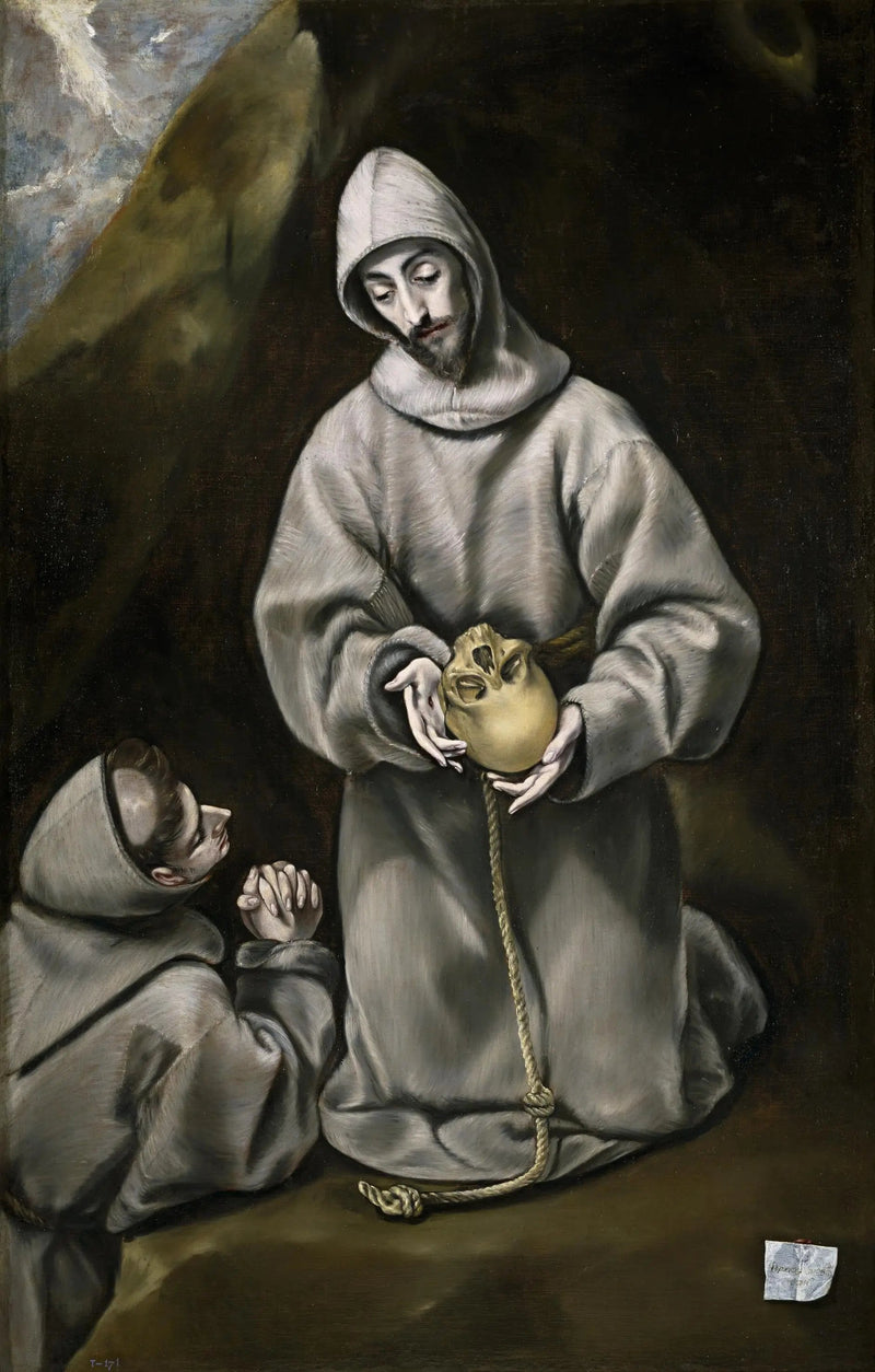 Saint François d'Assise og bror Léon mediterer over døden - El Greco