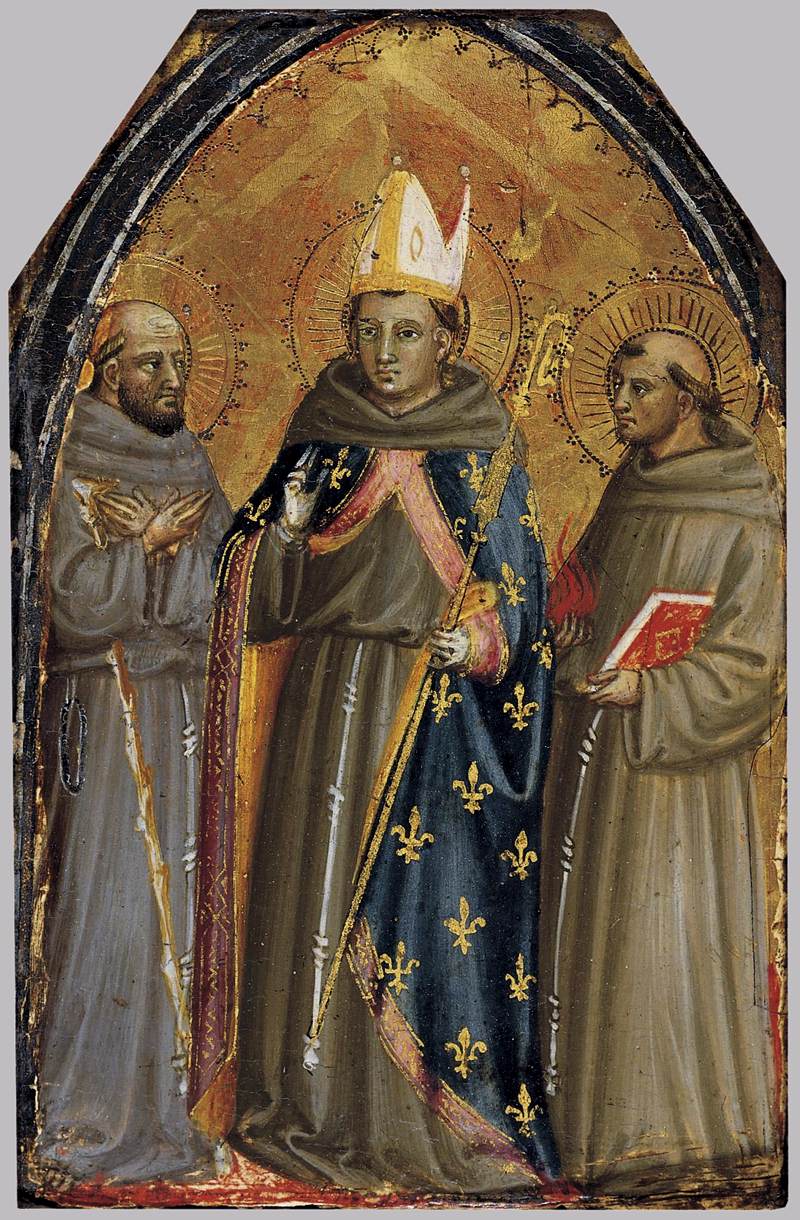 Saint François d'Assise, Saint Louis de Toulouse og Saint Antoine de Padoue - Bicci di Lorenzo