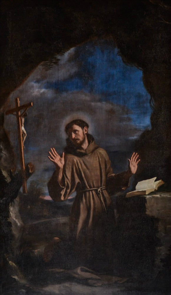 Saint François i tilbedelse af korset - Guercino