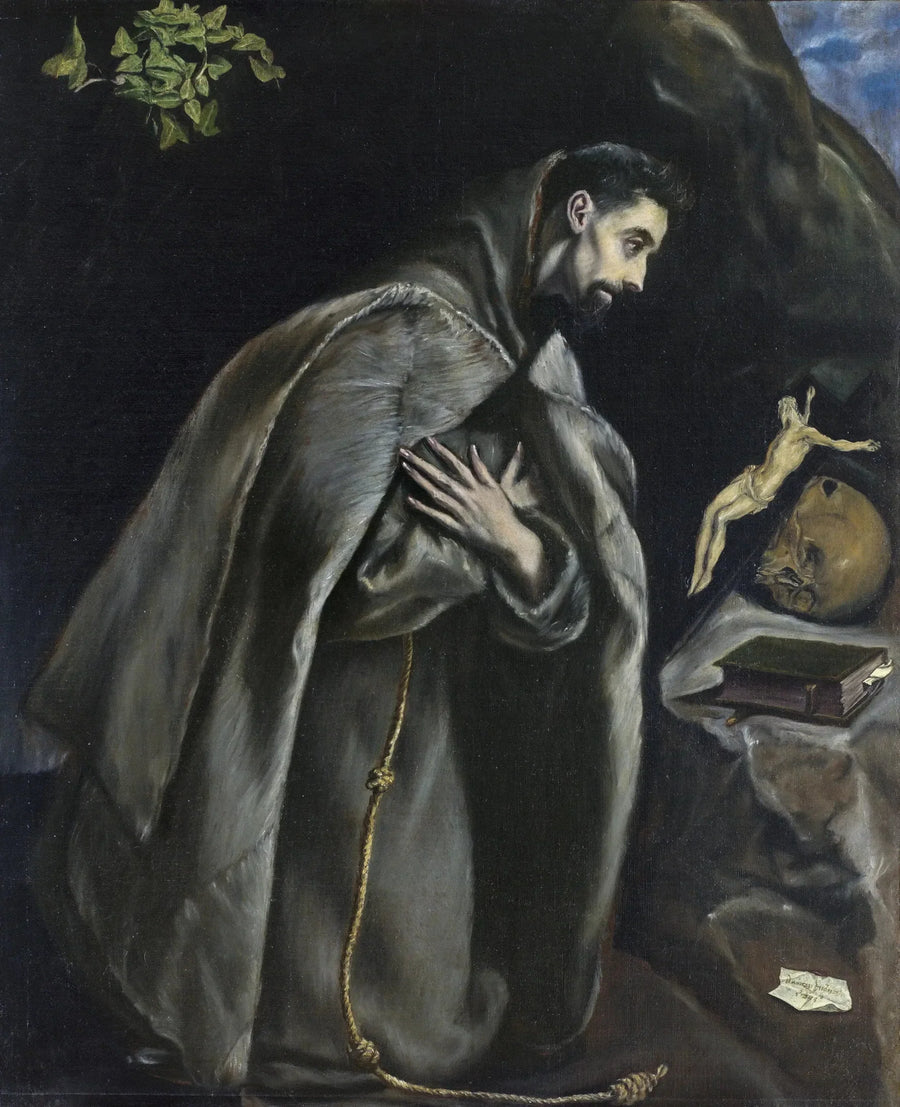 Saint François i bøn foran Kristusfiguren - El Greco