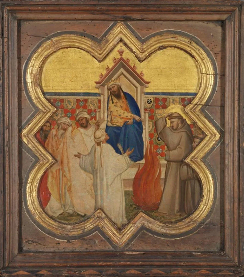 Saint François og prøvelsen af ilden foran sultanen - Taddeo Gaddi