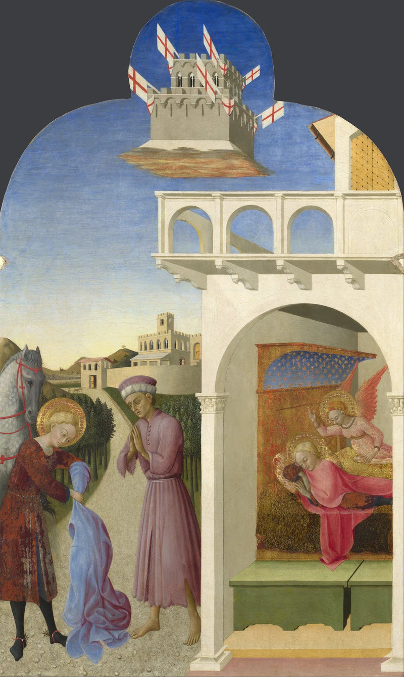Saint François og den fattige ridder, og François' vision - Stefano di Giovanni (Sassetta)