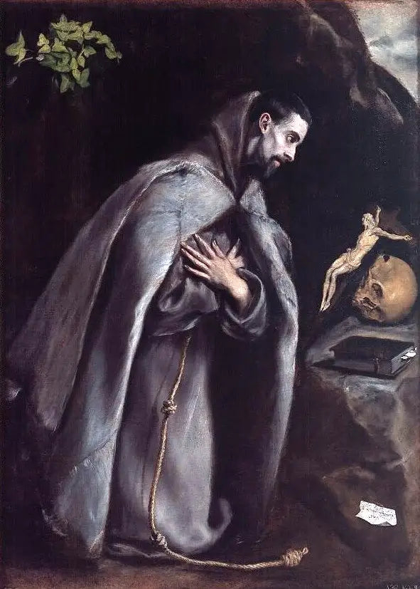 Saint François mediterende på knæ - El Greco