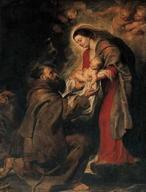 Saint François modtager barnet Kristus - Peter Paul Rubens