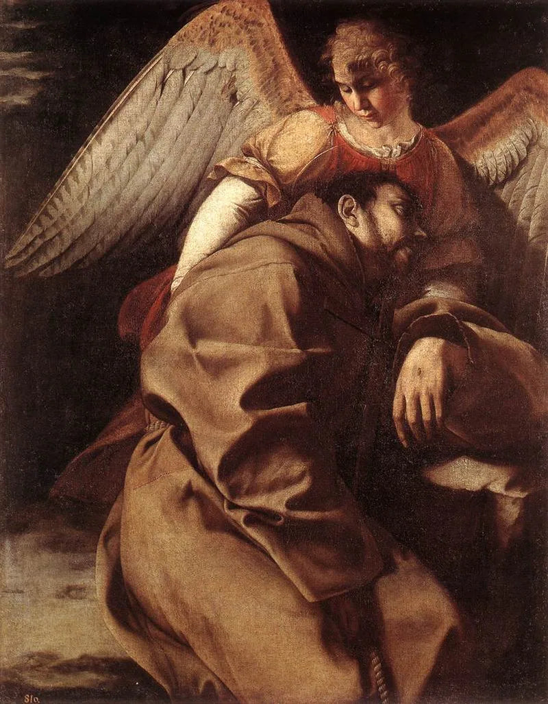 Saint François støttet af en engel - Orazio Gentileschi