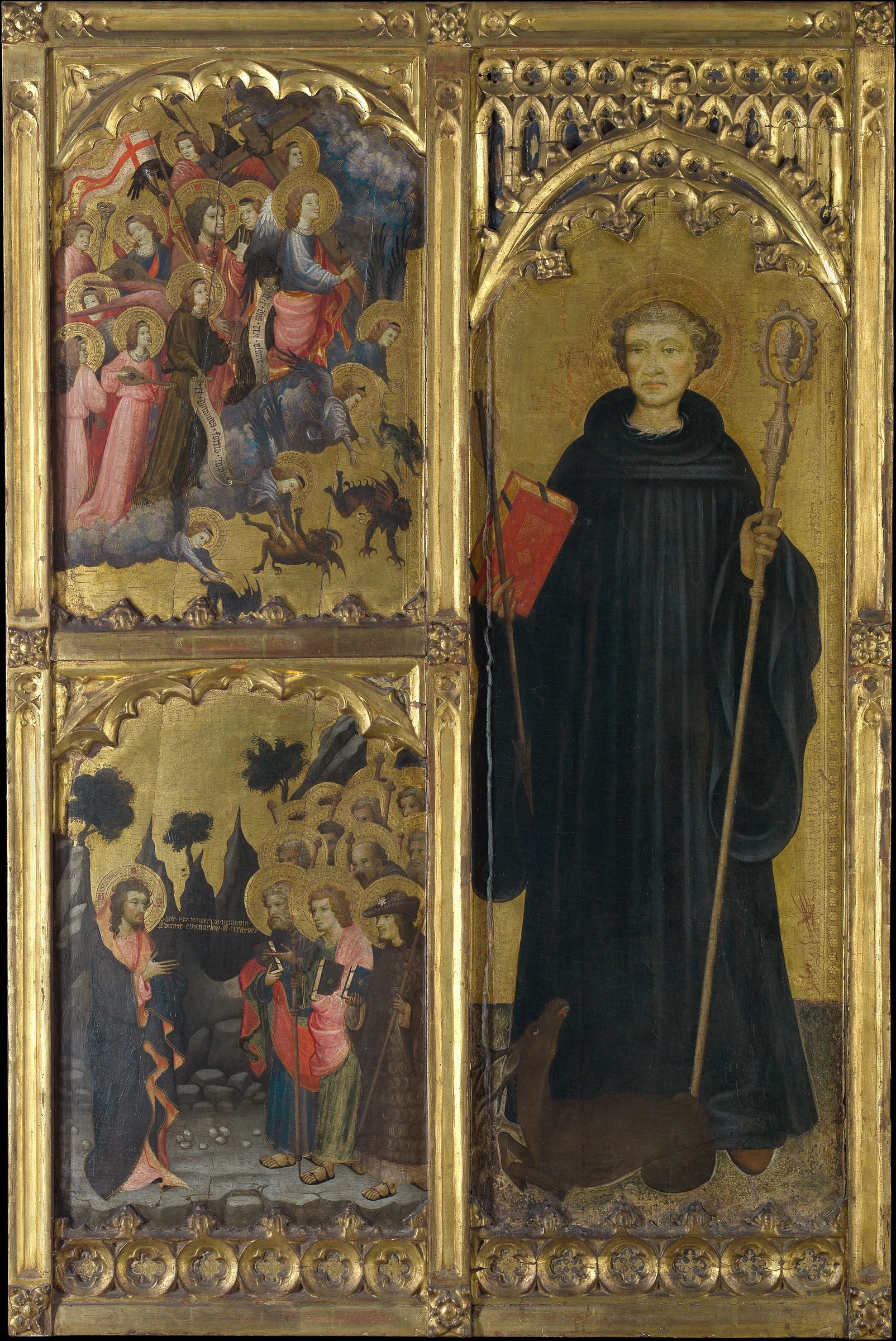 Saint Gilles avec le Christ triomphant de Satan et la Mission des Apôtres - Miguel Alcañiz (or Miquel Alcanyís)