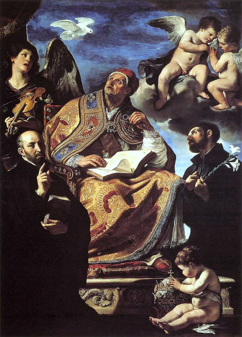 Saint Gregor den Store med de jesuitiske helgener - Guercino