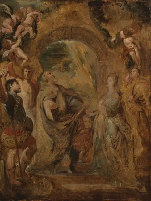 Saint Gregor den Store med de hellige Maur og Papien, og hellige Domitille med de hellige Nereus og Achille - Peter Paul Rubens