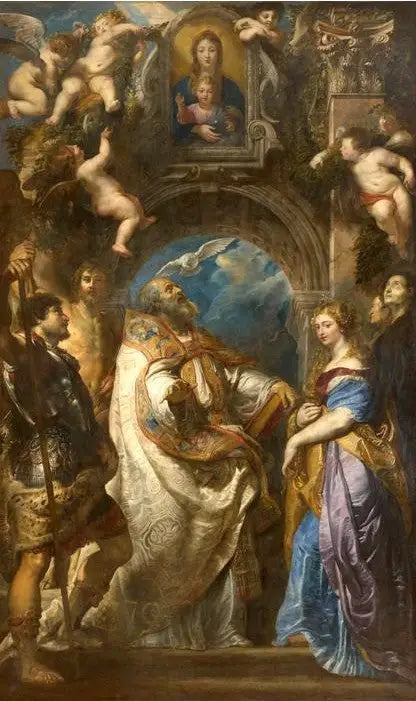 Saint Grégoire pape, entouré de saints et de saintes - Peter Paul Rubens image 1 reproduction de peinture à l’huile