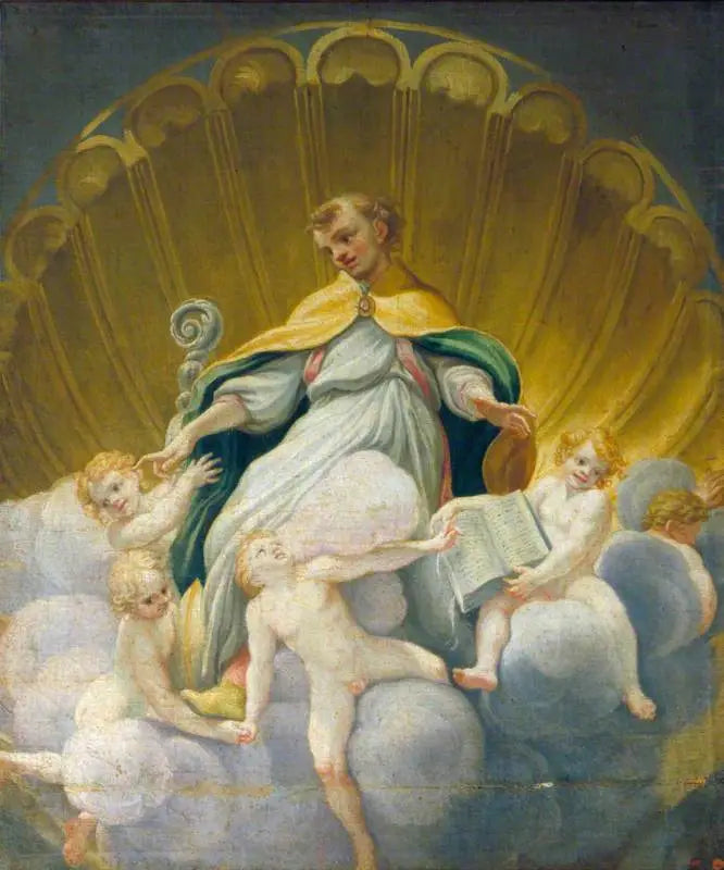 Saint Hilaire omgivet af engle (kopi af fresken på kuplen i katedralen i Parma) - Antonio da Correggio