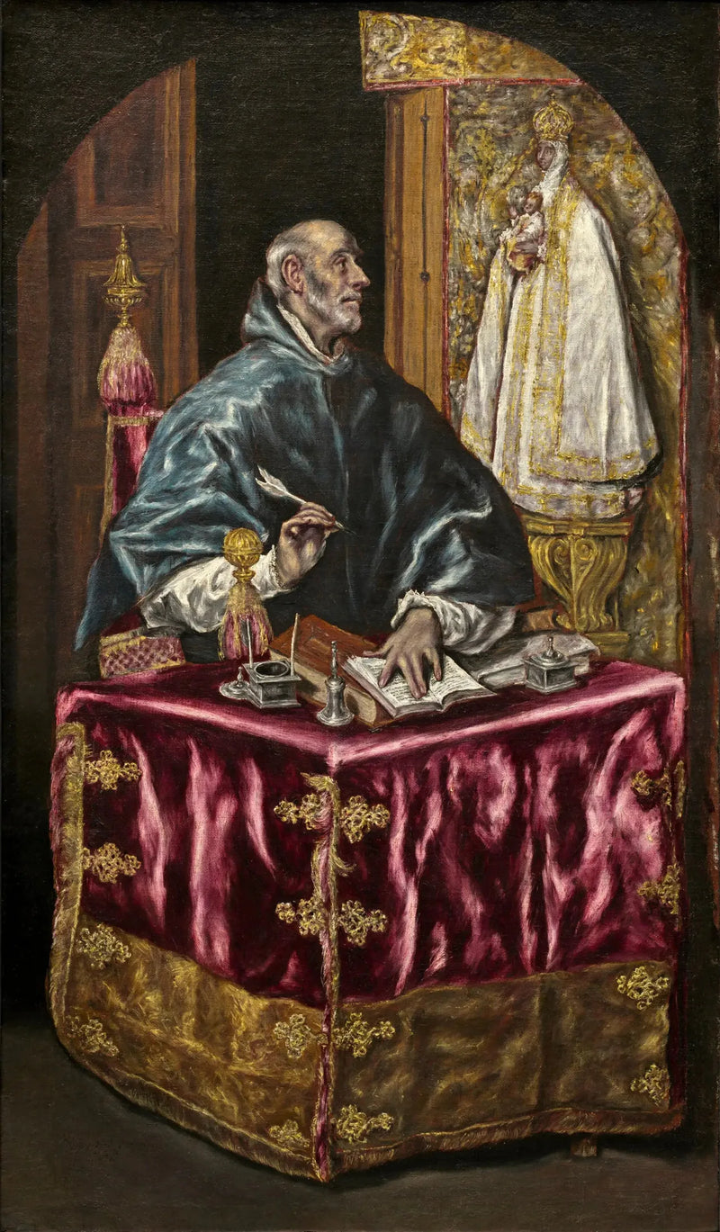 Saint Ildefonse skriver under diktionen af Jomfruen - El Greco