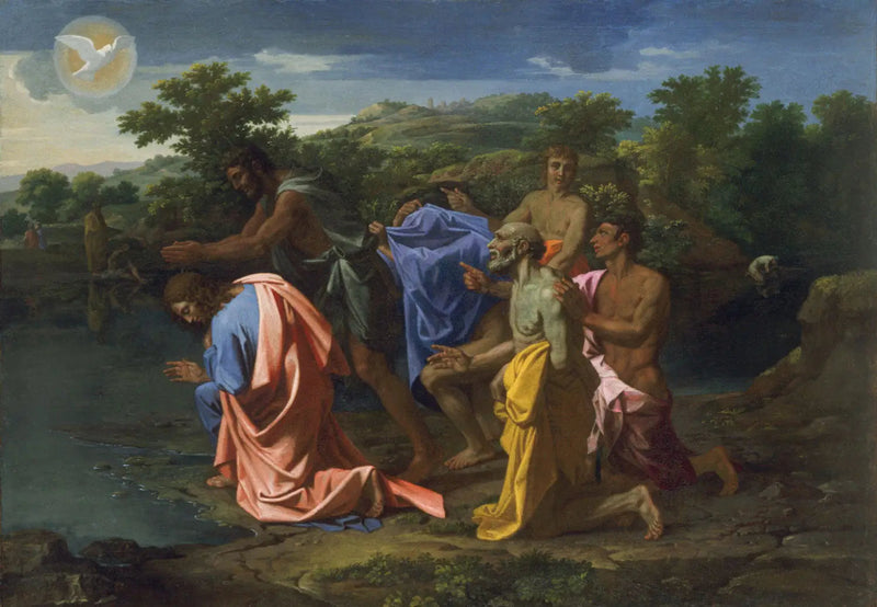 Sankt Johannes Døberen Døber Kristus - Nicolas Poussin