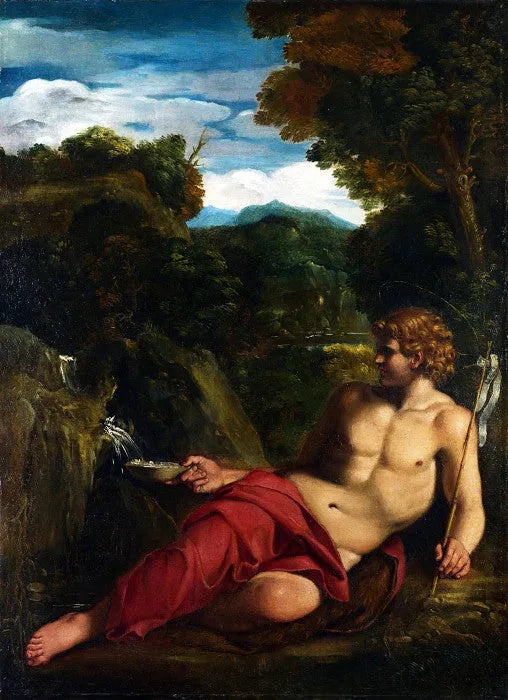 Sankt Johannes Døberen siddende i ørkenen - Annibale Carracci