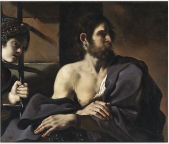 Saint Jean-Baptiste besøgt i fængslet af Salomé - Guercino