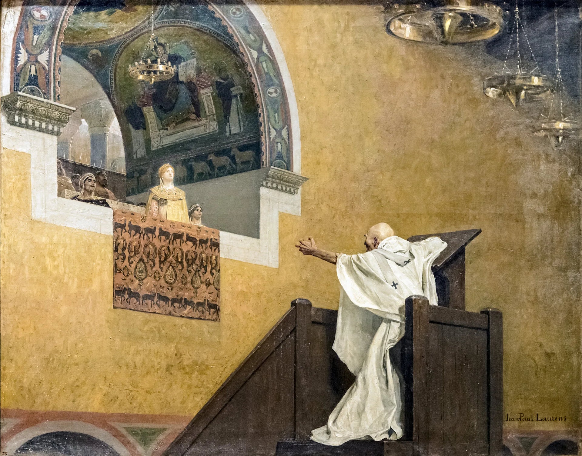 Saint Jean Chrysostome et l'Impératrice Eudoxie - Jean-Paul Laurens image 1 reproduction de peinture à l’huile