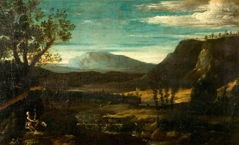 Saint Jean i et bjerglandskab - Domenichino