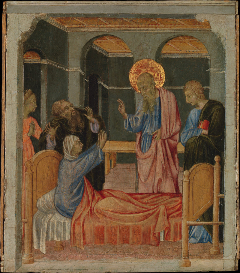 Saint Jean Evangelisten løfter Drusiana - Giovanni di Paolo