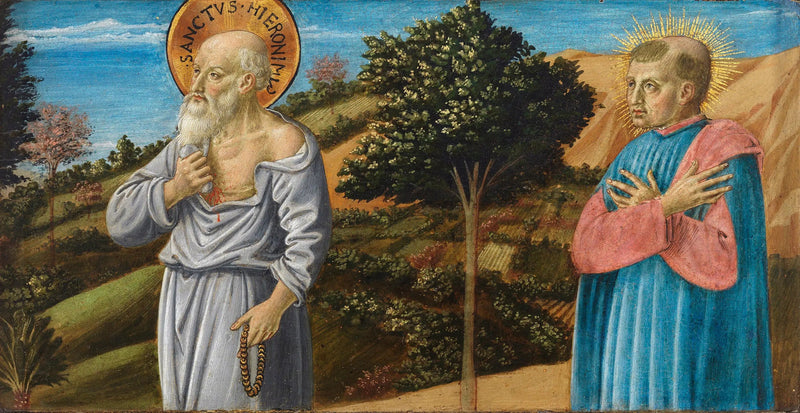 Saint Jérôme og den hellige Bartolo Buompedoni fra San Giminiano - Benozzo Gozzoli
