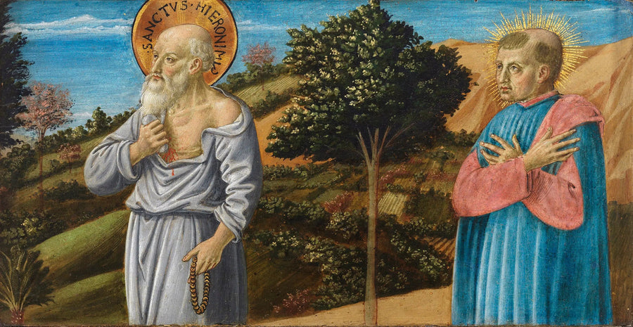 Saint Jérôme og den hellige Bartolo Buompedoni fra San Giminiano - Benozzo Gozzoli